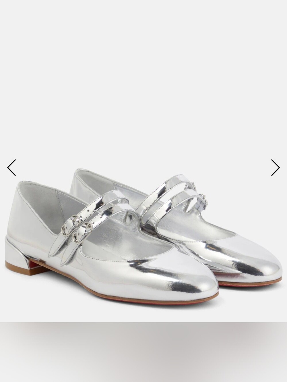 Christian Louboutin Metallic Silver Double-Strap Mary Jane Flats